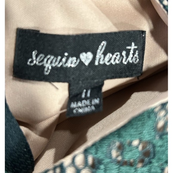 Womens Off the‎ shoulder dress Size 11 Green Lace Mermaid Party Coquette - Picture 7 of 8